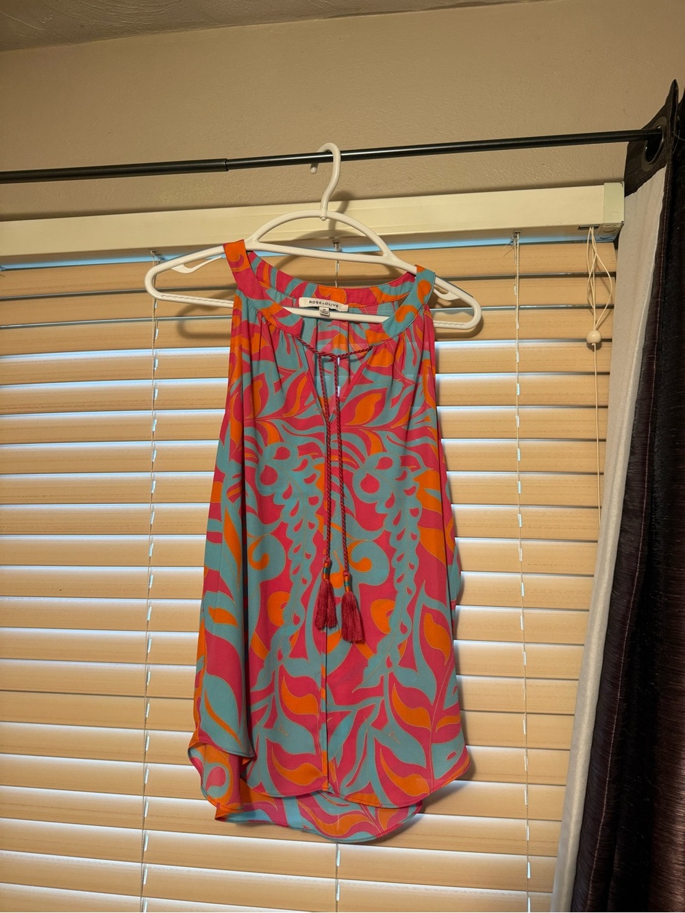 Rose & Olive Multicolor Halter Camisole - Pink & Teal